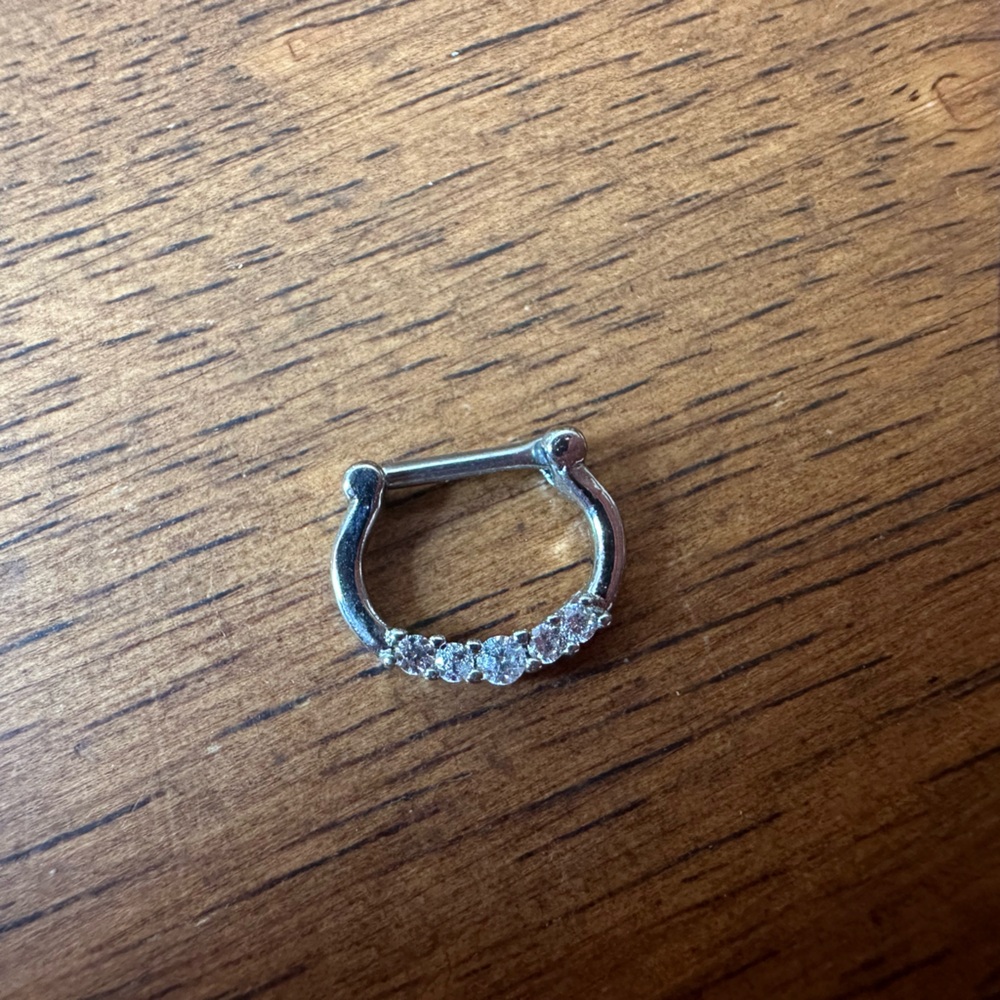 Elegant Silver Crystal Hoop Nose Ring